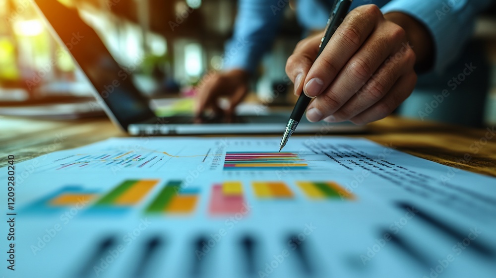 Close-up of hands analyzing business charts. Close-up of hands analyzing business charts.