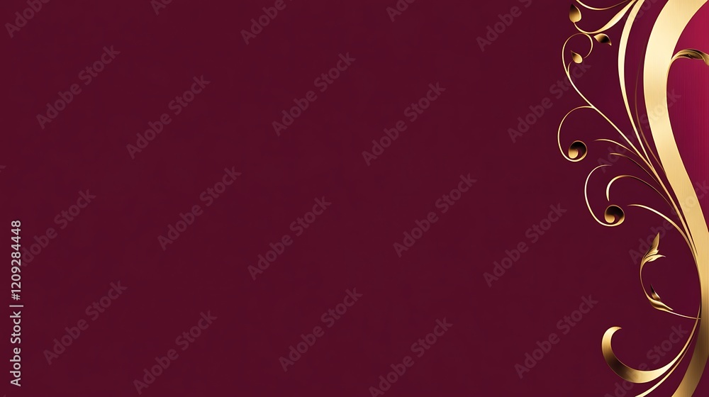 Elegant Maroon Background with Gold Floral Design Elegant Maroon Background with Gold Floral Design