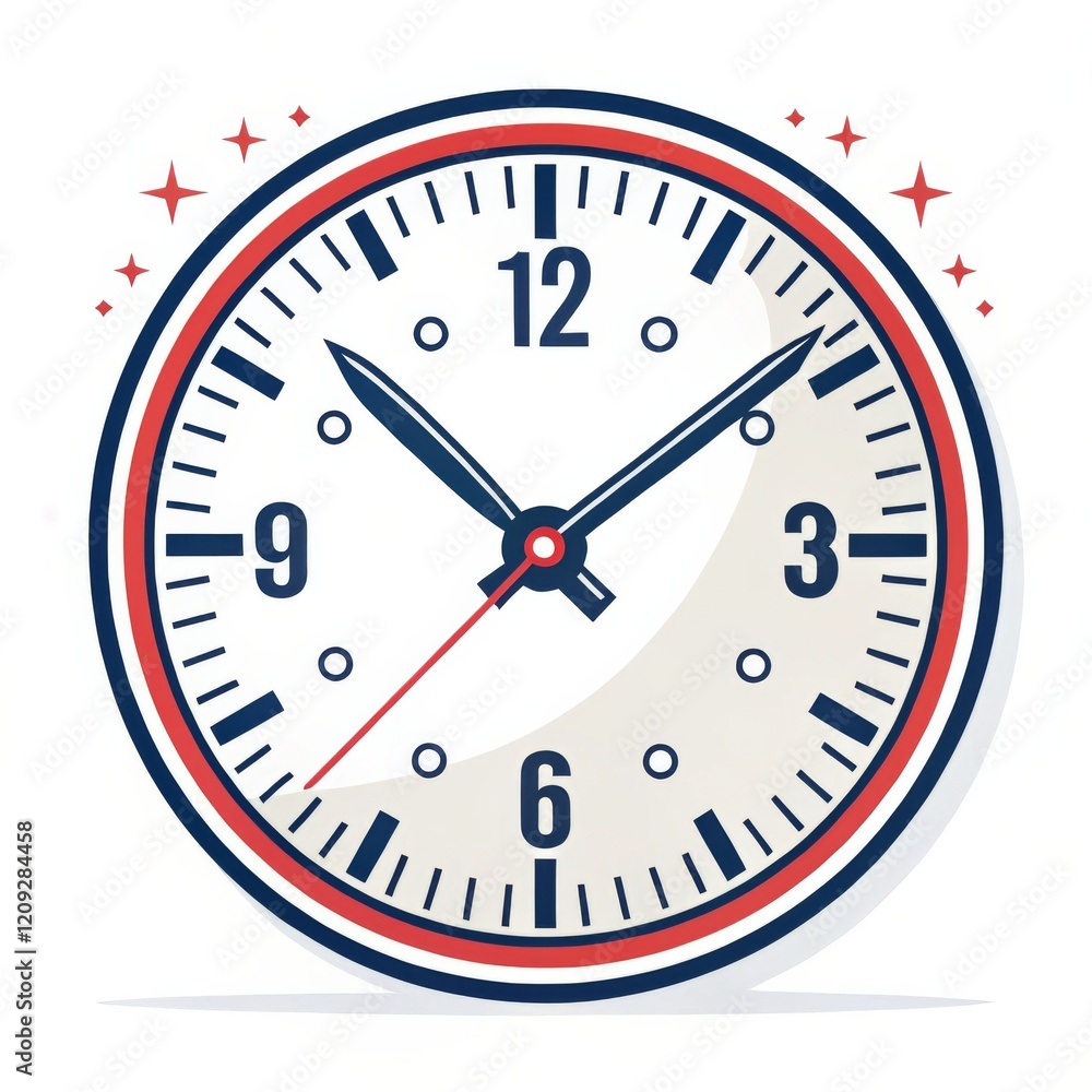 Red, White and Blue Analog Clock Design Vector Illustration, Time Concept, Clock Face, Time Management, timepiece Clock Design, Timekeeping Red, White and Blue Analog Clock Design Vector Illustration, Time Concept, Clock Face, Time Management, timepiece Clock Design, Timekeeping