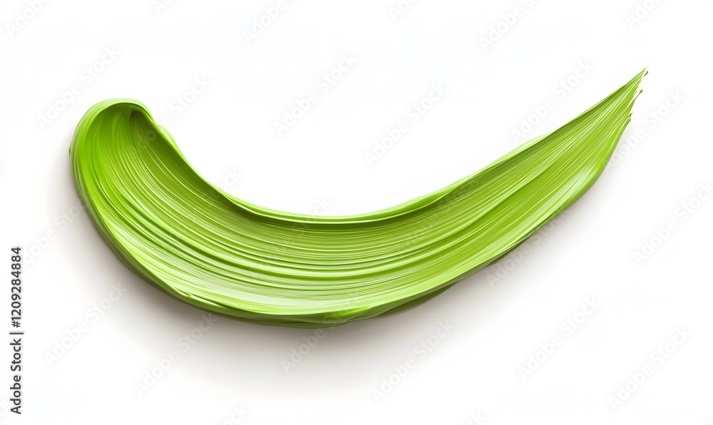 Green paint stroke, white background, texture, design element Green paint stroke, white background, texture, design element