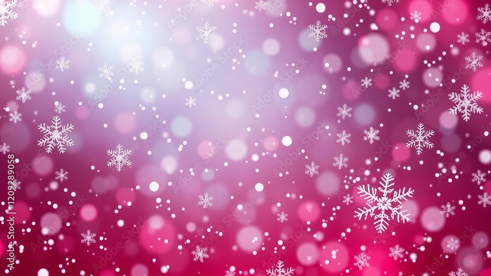 Snowflakes of varying sizes cascade down on a vibrant red background, frosty, pattern Snowflakes of varying sizes cascade down on a vibrant red background, frosty, pattern