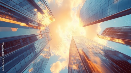 Wallpaper Mural A captivating view of skyscrapers against a vibrant sunset sky. Torontodigital.ca