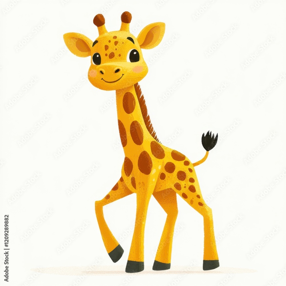 Obraz premium Cheerful Cartoon Giraffe with Playful Expression and Bright Colors