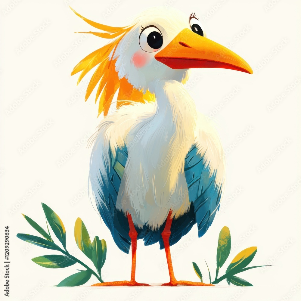 Obraz premium Colorful Animated Bird with Bold Beak and Lively Expression