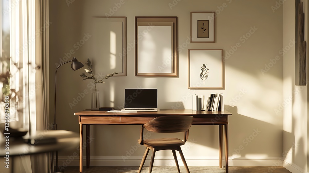 Serene Home Office Workspace with Natural Light Serene Home Office Workspace with Natural Light