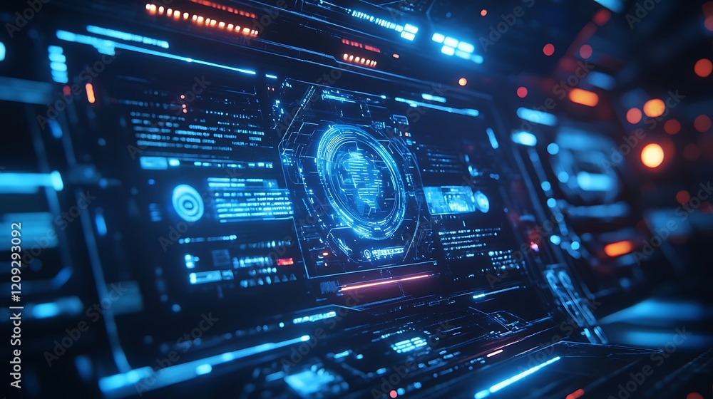 Futuristic Control Room: A Digital Interface in a Sci-Fi Setting Futuristic Control Room: A Digital Interface in a Sci-Fi Setting