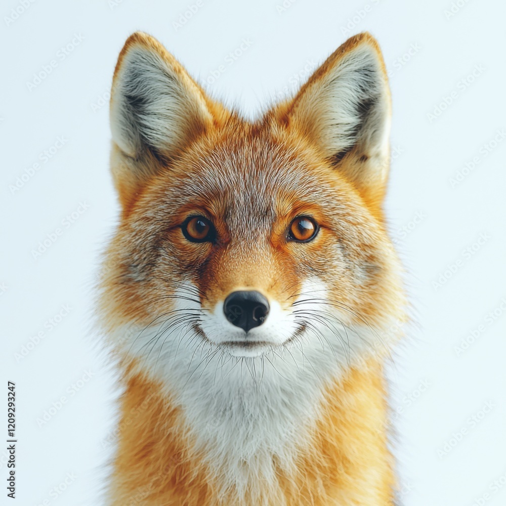 Fototapeta premium Close-up Portrait of a Fox with Bright Eyes and Fluffy Ears