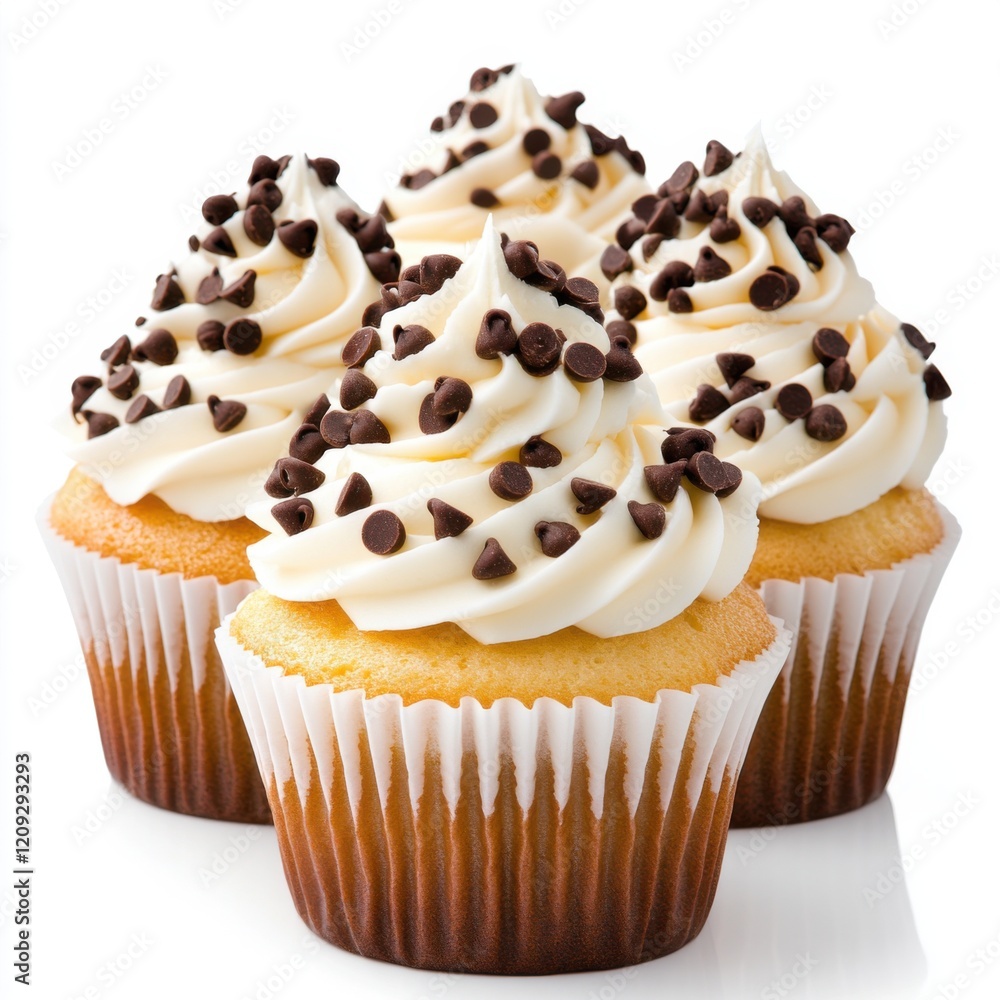 Delicious Vanilla Cupcakes with Creamy Frosting and Chocolate Chips Delicious Vanilla Cupcakes with Creamy Frosting and Chocolate Chips