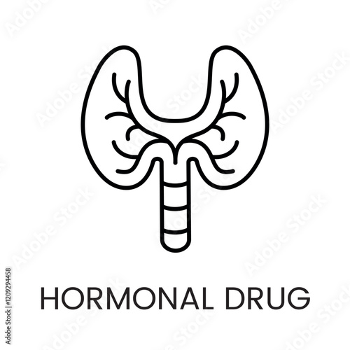 A thyroid gland icon in vector, representing hormonal health or medical care, with an editable stroke