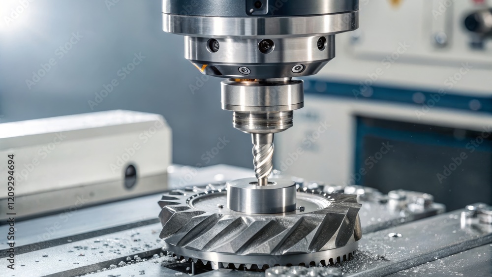 CNC Milling Machine Gear Machining Close-up Composition of Metalworking Process, Industrial Manufacturing, Precision Engineering CNC machining,metalworking CNC Milling Machine Gear Machining Close-up Composition of Metalworking Process, Industrial Manufacturing, Precision Engineering CNC machining,metalworking