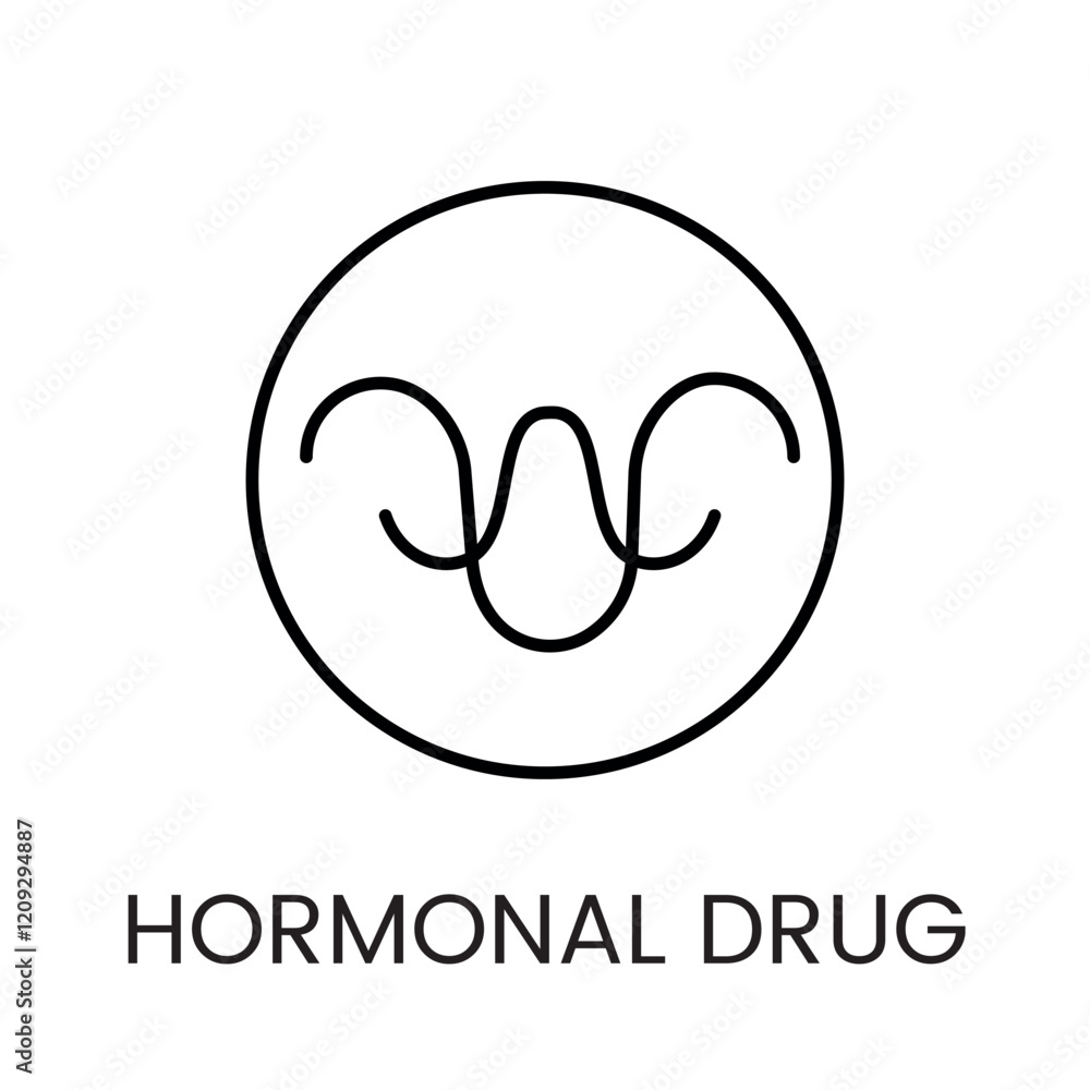 A circular wave icon in vector, representing hormone cycles or medical balance, with an editable stroke
