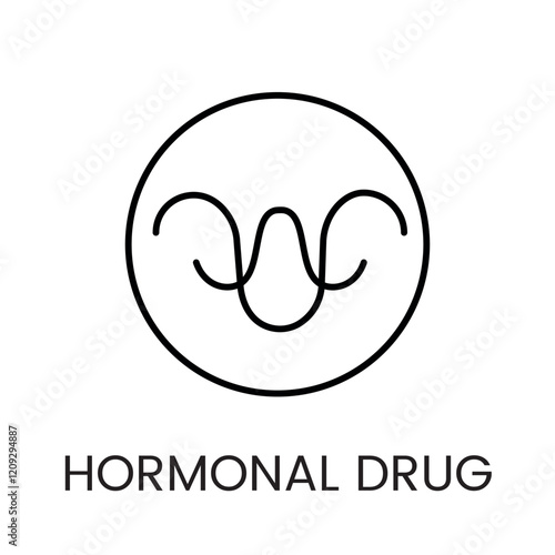 A circular wave icon in vector, representing hormone cycles or medical balance, with an editable stroke