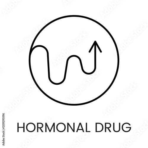 A wave with an arrow icon in vector, representing hormonal growth or regulation, with an editable stroke