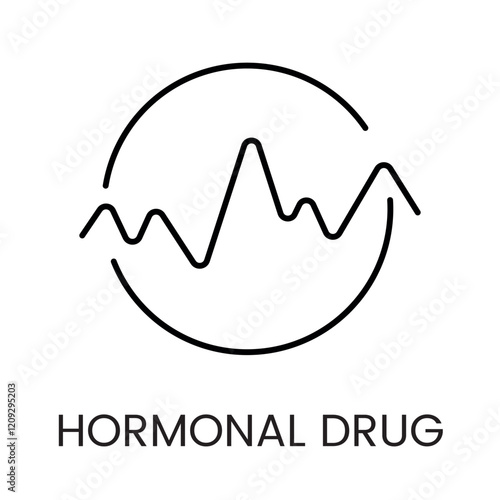 A circular waveform icon in vector, symbolizing hormonal rhythms or diagnostic tools, with an editable stroke
