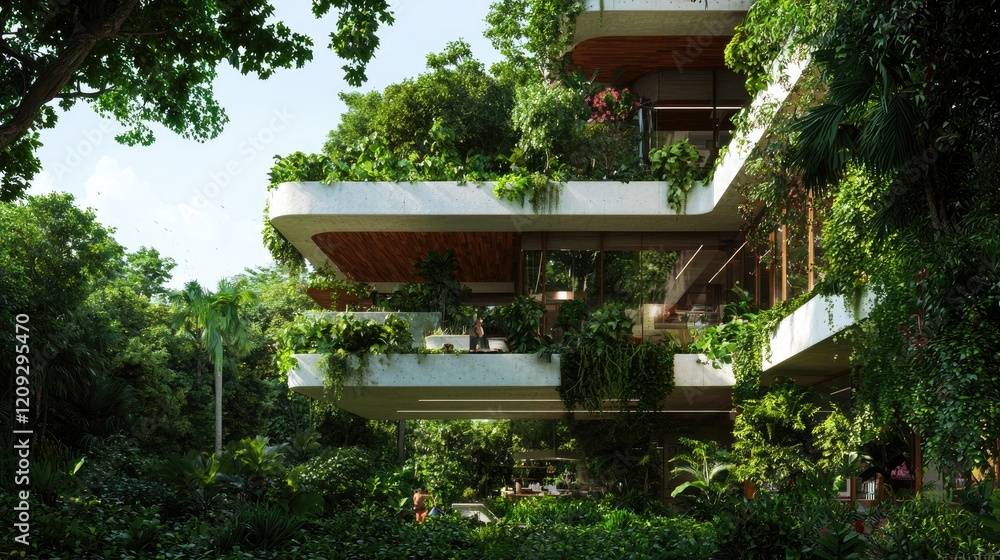 Lush Tropical Building Eco-Friendly Apartment Complex Lush Tropical Building Eco-Friendly Apartment Complex