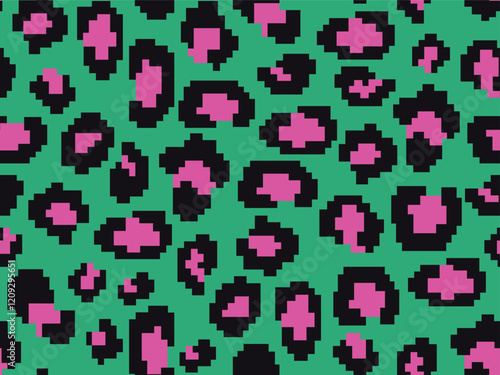 PIXELATED LEOPARD SKIN SEAMLESS PATTERN ALL OVER PRINT VECTOR ILLUSTRATION