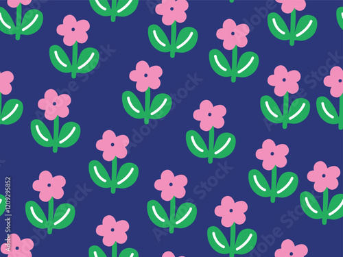 CUT OUT BRIGHT FLORAL IN SEAMLESS PATTERN VINTAGE FARM TREND PATTERN 60'S 70'S HIPPIE STYLE FLORAL IN VECTOR
