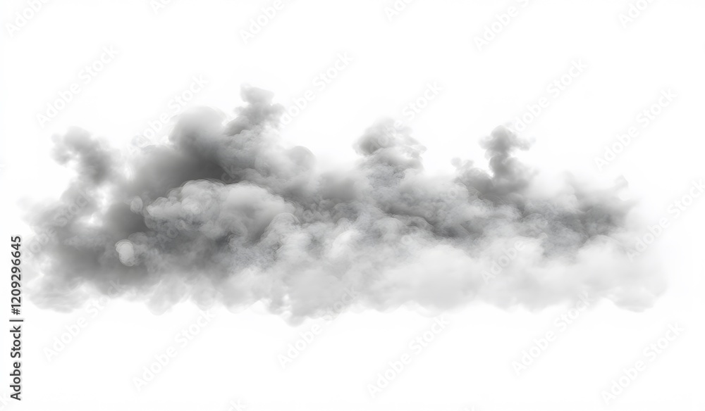Dark Grey Smoke Cloud Formation Isolated on White Dark Grey Smoke Cloud Formation Isolated on White