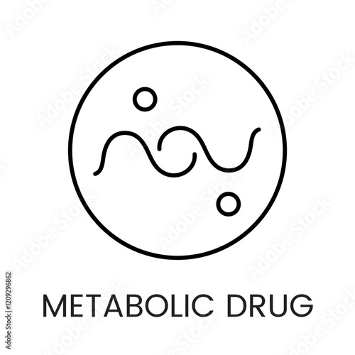 A molecular wave icon in vector, symbolizing biochemical activity or drug mechanisms, with an editable stroke