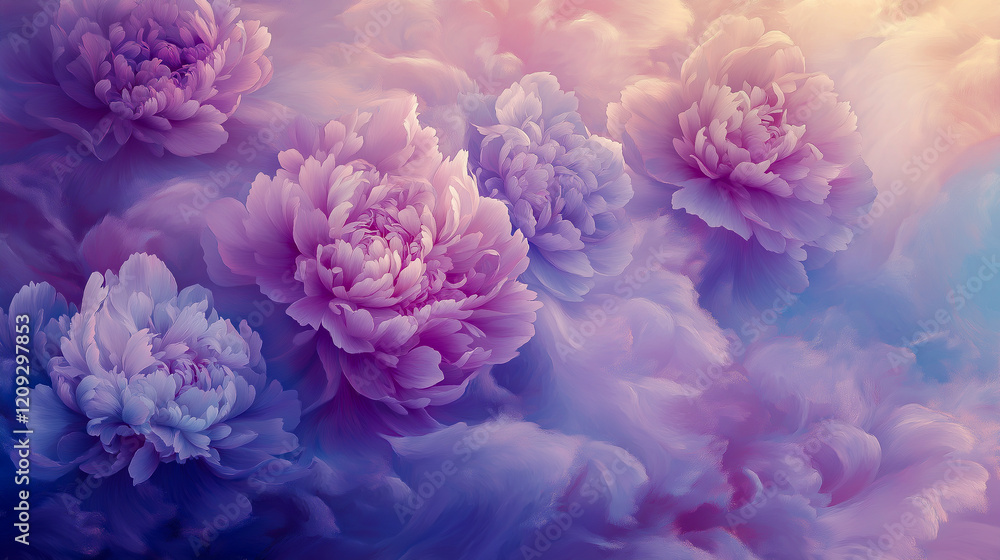 Fototapeta premium Beautiful pastel purple Peonies floral Design