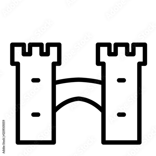 Castle Moat Vector Line Icon Design