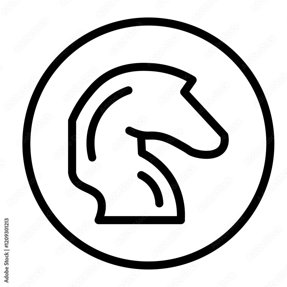 Fotografie Knight on Horseback Vector Line Icon Design