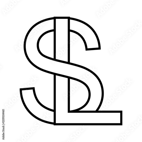 Logo sign sl ls icon, double letters logotype l s
