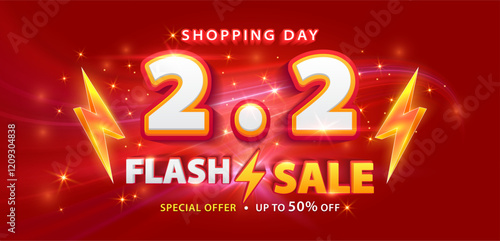 2.2 discount flash sale background. Vector illustration for shopping day, online shopping, special Offer coupon, voucher, banner template, websites, social media advertising.