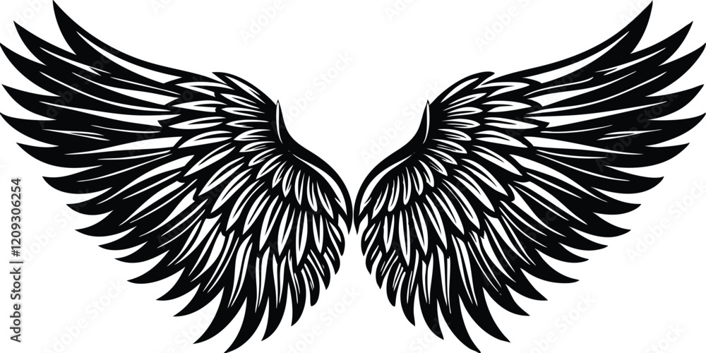 Obraz premium Set of Silhouette Eagle Wings Illustration Art