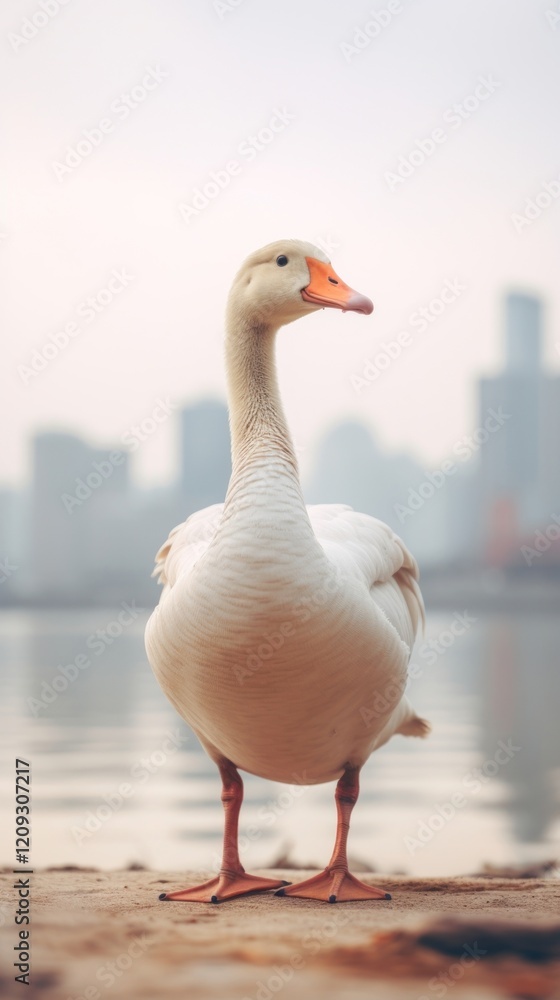 Fototapeta premium A chinese goose animal bird reflection