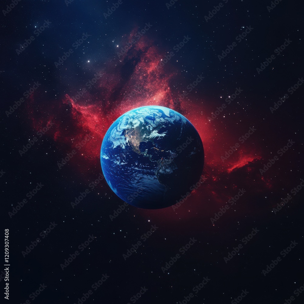 Obraz premium Earth from Space: A Celestial View of Our Planet Against a Nebula