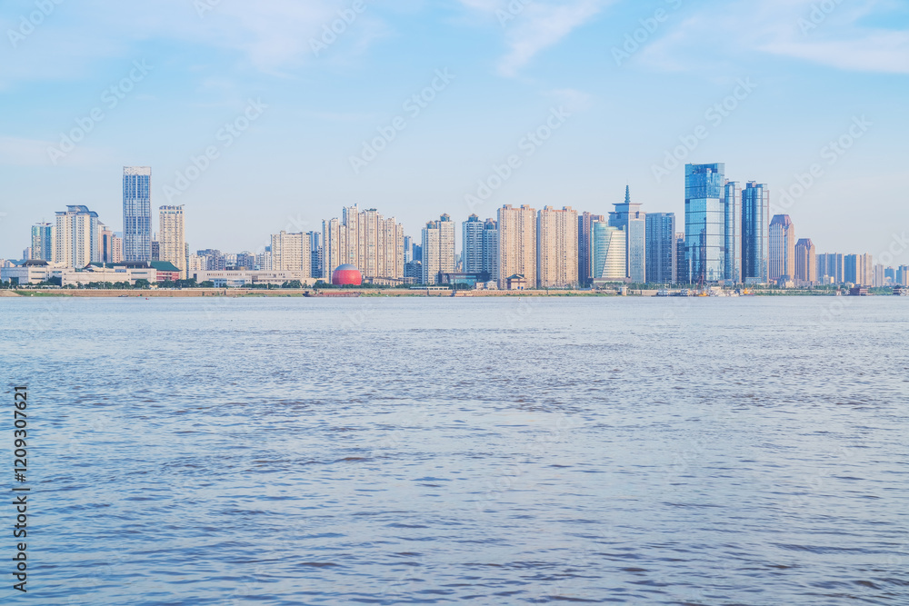 The urban skyline and Ganjiang River scenery of Nanchang City, Jiangxi Province, China on April 1, 2024 The urban skyline and Ganjiang River scenery of Nanchang City, Jiangxi Province, China on April 1, 2024