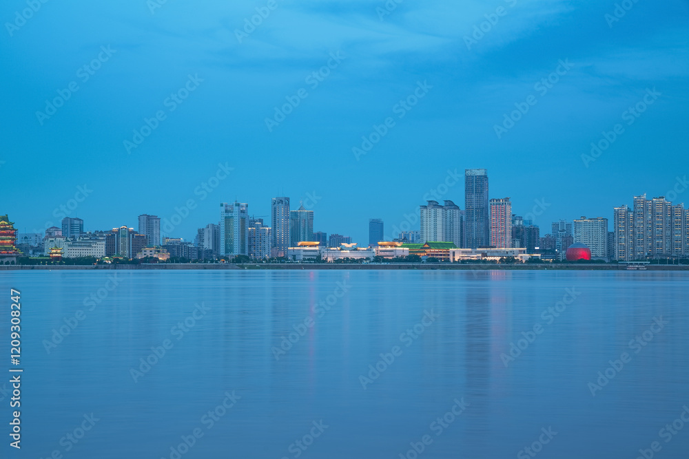 The urban skyline and Ganjiang River scenery of Nanchang City, Jiangxi Province, China on April 1, 2024 The urban skyline and Ganjiang River scenery of Nanchang City, Jiangxi Province, China on April 1, 2024