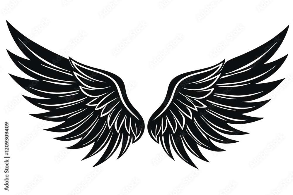 Fototapeta premium Bird wings silhouette set. Wing flat illustration