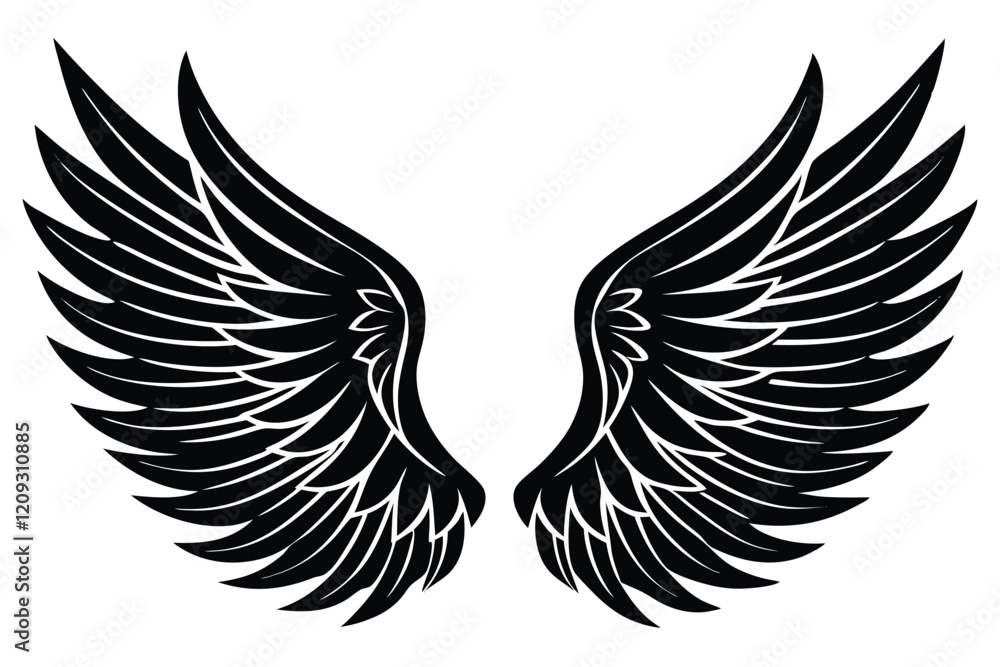 Fototapeta premium A collection of wing set silhouette vector illustration