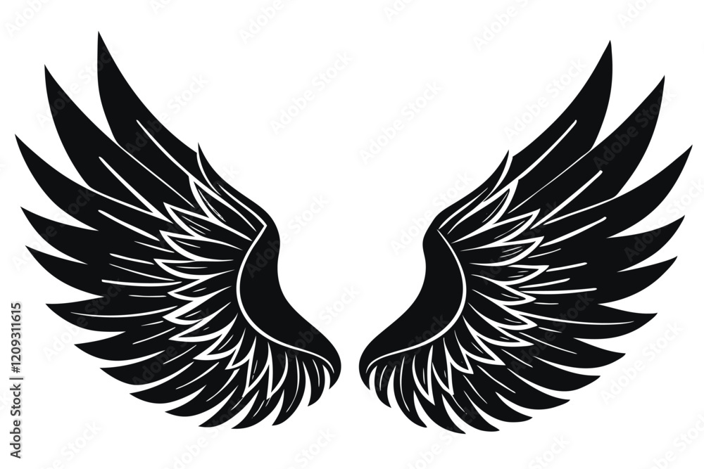 Obraz premium A collection of wing set silhouette vector illustration