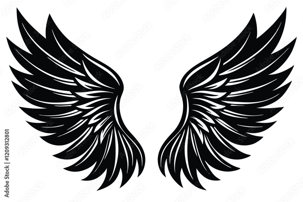 Obraz premium A Wings Silhouette black Vector isolated on a white background