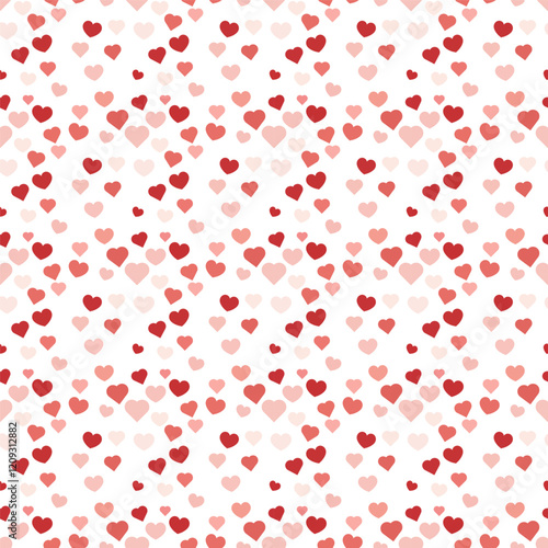 Seamless Pattern of Pink and Red Hearts for Valentine's Day