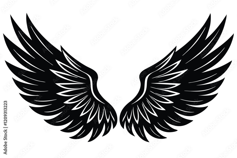 Fototapeta premium A Wings Silhouette black Vector isolated on a white background