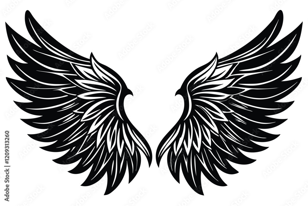 Obraz premium A Wings Silhouette black Vector isolated on a white background