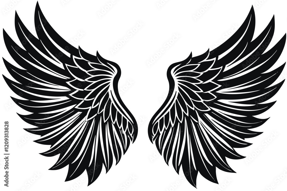 Obraz premium A Wings Silhouette black Vector isolated on a white background