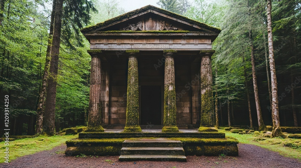Mossy temple, forest setting, tranquility, travel photo. Mossy temple, forest setting, tranquility, travel photo.