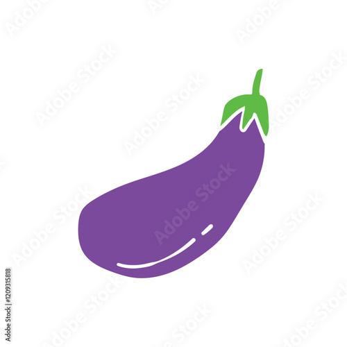 Healthy vegan eggplant flat design vector illustration