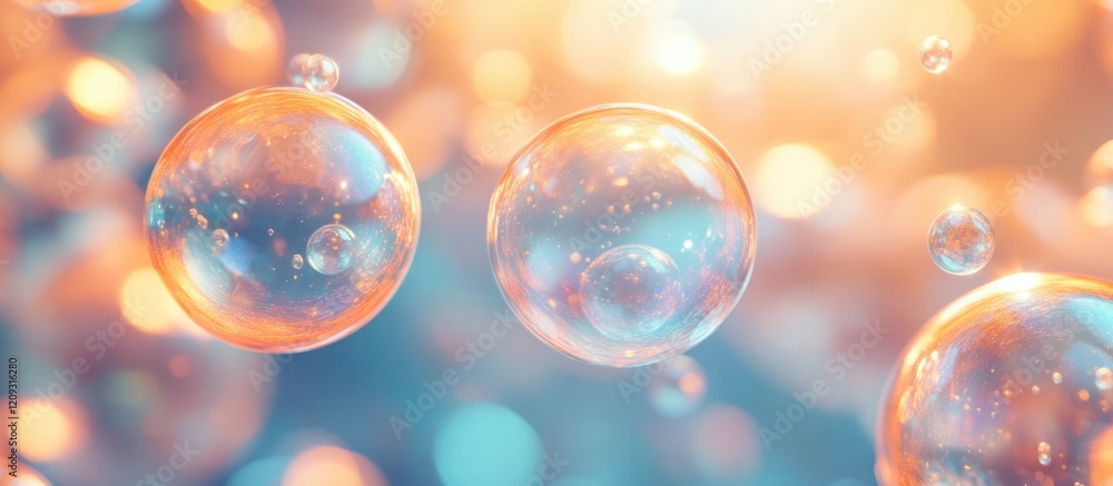 Abstract image of colorful bubbles floating in air with bokeh effect. Abstract image of colorful bubbles floating in air with bokeh effect.