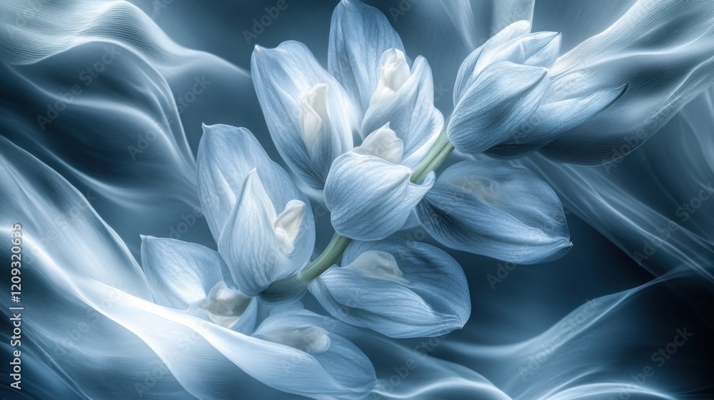 Fototapeta premium Blossom Lupine flower with delicate light blue petals, serene and ethereal atmosphere, dreamlike feelings