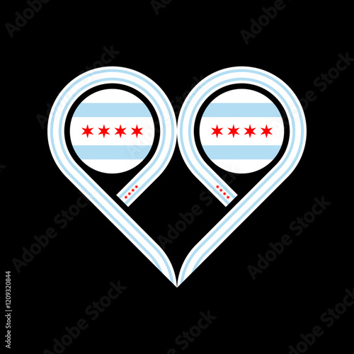 heart symbol icon of chicago flag. vector illustration isolated on black background