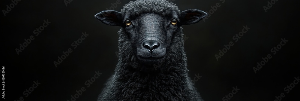 Obraz premium A Unique Black Sheep Embracing Individuality and Rebellion Against the Flock
