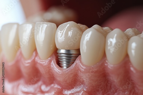 Dental Implant Screw in Jaw Bone Close-Up of Teeth Restoration Procedure Illustration photo