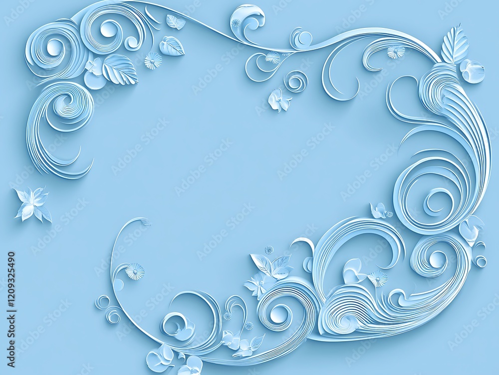 Light Blue Floral Paper Quilling Frame Design Light Blue Floral Paper Quilling Frame Design
