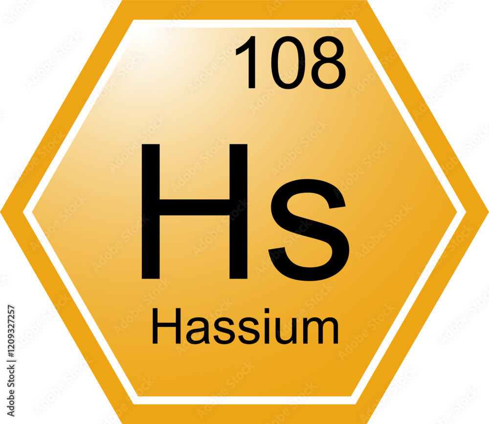 The symbol of the chemical element Hs Hassium.